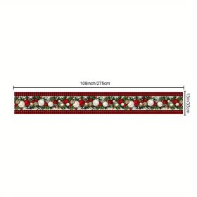 1pc Christmas Table Runner, Red And Black Buffalo Check Plaid Pine Cone Merry Xmas Waterproof Stain Resistant Seasonal Winter Holiday Table Runner, Ta (size: 13inchX108inch)