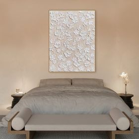 Handmade Oil Painting Abstract Flower Textured Wall Art Blooming Floral Painting On Canvas Gift For Her Living Room Wall Art Neutural Wall Art Custom (Style: 1, size: 60X90cm)