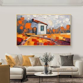 Hand Painted Oil Painting Original Village Landscape Oil Painting On Canvas Abstract Colorful Art Living Room Wall Decor Countryside Painting Custom G (Style: 1, size: 100x150)