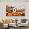 Hand Painted Oil Painting Original Village Landscape Oil Painting On Canvas Abstract Colorful Art Living Room Wall Decor Countryside Painting Custom G