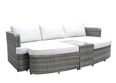 Direct Wicker 4-PC Outdoor Wicker Patio Furniture Sofa Luxury Comfort Wicker Sofa (Color: gray)