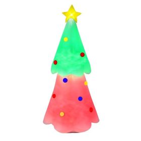 Happy Christmas Holiday Yard Decorations Inflatable W/ LED Lights (Color: Red & Green, size: 6.2 Ft)