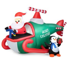 Happy Christmas Holiday Yard Decorations Inflatable W/ LED Lights (Color: Green & Red, size: 6.2 Ft)