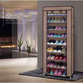 10 Layer 9 Grid Shoe Rack Shelf Storage Closet Organizer Cabinet Multiple Colors (Color: Coffee)