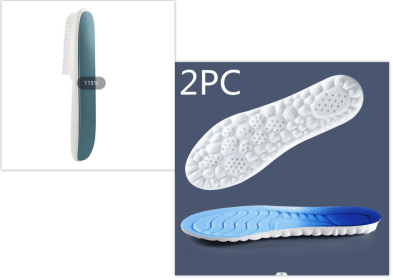 Boys And Girls' Sports Insoles And Long Handle Decontamination And Cleaning Shoe Brush (Option: Shoe brush and blue insoles-39 to 40)