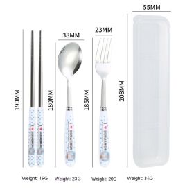 Stainless Steel Tableware Spoon Chopsticks Sets (Option: Baibao Blue Cat Three Pieces)