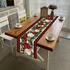 1pc Christmas Table Runner, Red And Black Buffalo Check Plaid Pine Cone Merry Xmas Waterproof Stain Resistant Seasonal Winter Holiday Table Runner, Ta