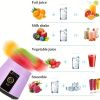 1pc 380ML Portable Blender With 6 Blades Rechargeable USB ; Personal Size Blender For Shakes And Smoothies; Traveling Fruit Veggie Juicer Cup