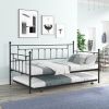 Metal Twin Daybed with Trundle/ Heavy-duty Sturdy Metal/ Noise Reduced/ Trundle for Flexible Space/ Vintage Style/ No Box Spring Needed