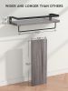 Floating bathroom shelf with towel rail; bathroom/living/kitchen/bedroom wall shelf set of 2; light brown; dark brown; black.