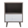 Set of 2 Mid Century Bedside Table, Nightstand with Drawer and Shelf Storage, Side Accent Table for Living Room Bedroom