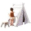 Kids Play Tent - 4 in 1 Teepee Tent with Stool and Climber, Foldable Playhouse Tent for Boys & Girls