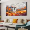 Hand Painted Oil Painting Original Village Landscape Oil Painting On Canvas Abstract Colorful Art Living Room Wall Decor Countryside Painting Custom G