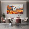 Hand Painted Oil Painting Original Village Landscape Oil Painting On Canvas Abstract Colorful Art Living Room Wall Decor Countryside Painting Custom G