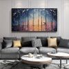 Hand Painted Oil Painting Large Abstract Rain Scenery Oil Painting on Canvas Original Forest Painting Texture Wall Art Living room Home Decor Bedroom