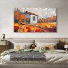 Hand Painted Oil Painting Original Village Landscape Oil Painting On Canvas Abstract Colorful Art Living Room Wall Decor Countryside Painting Custom G