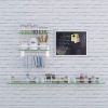 Glass Bathroom Shelf 15.7in Bathroom Shelf Wall Mounted Floating Glass Shelves with Towel Holder Glass Shower Shelf 2 Tier