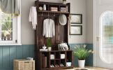 Hall Tree with 6 Hooks , Coat Hanger, Entryway Bench, Storage Bench, 3-in-1 Design, 39.4INCH, for Entrance, Hallway