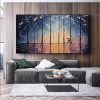 Hand Painted Oil Painting Large Abstract Rain Scenery Oil Painting on Canvas Original Forest Painting Texture Wall Art Living room Home Decor Bedroom