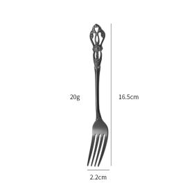 Stainless Steel Cutlery Spoon West Dinnerware Set Gold Plated (Option: Black center fork)