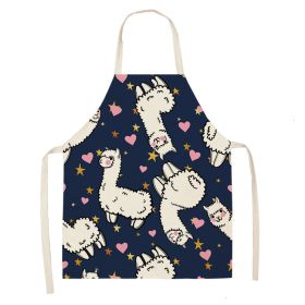 Alpaca Cartoon Cotton Linen Apron Sleeveless Antifouling Kitchen Home Cooking Waist Hanging Neck Kids' Bib (Option: 8-65 X53cm Conventional)