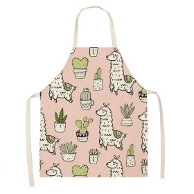 Alpaca Cartoon Cotton Linen Apron Sleeveless Antifouling Kitchen Home Cooking Waist Hanging Neck Kids' Bib (Option: 4-45 X56cm Children)