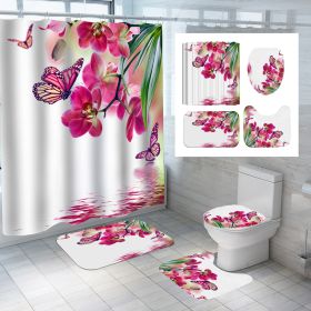 Digital Printing Polyester Shower Curtain Bathroom Pansy Reflection (Option: Cx304-180x200)