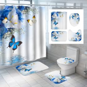 Digital Printing Polyester Shower Curtain Bathroom Pansy Reflection (Option: Cx855-165x180)