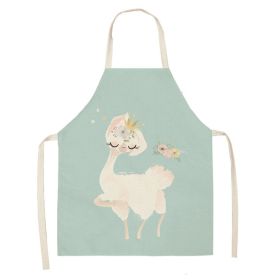 Alpaca Cartoon Cotton Linen Apron Sleeveless Antifouling Kitchen Home Cooking Waist Hanging Neck Kids' Bib (Option: 22-65 X53cm Conventional)