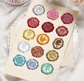 Picture Wax Sticker Wax Seal Sticker Sealed Envelope Wedding Invitation Wine Bottle Gift Decorative Sealed Sticker (Option: Random-60PCS)